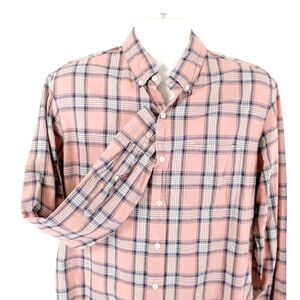 J Crew Flex Washed Slim Large Pink Blue Plaid Button Down Long Sleeve Soft Flann